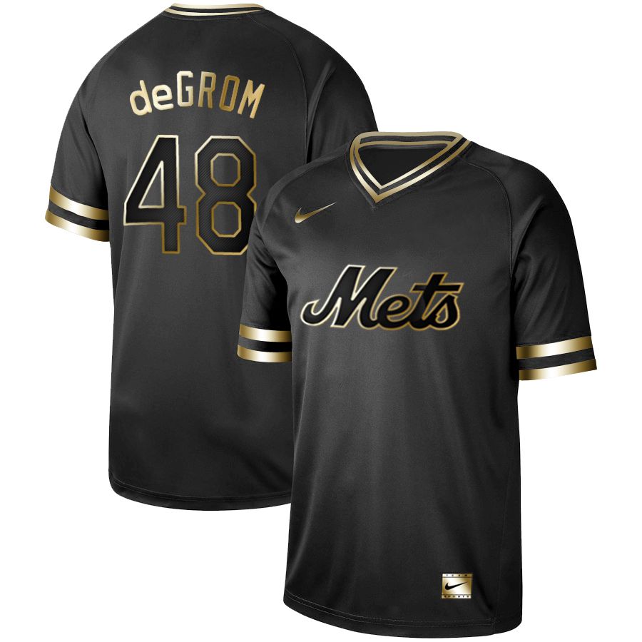 Men New York Mets #48 Degrom Nike Black Gold MLB Jerseys